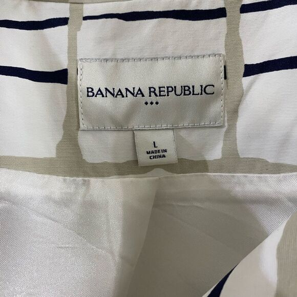 Banana Republic cotton Navy/ white/Tan Trench coat Size Large - Picture 4 of 7